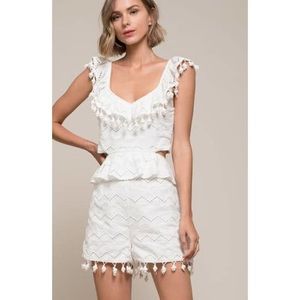 Moon River pompon ruffle romper